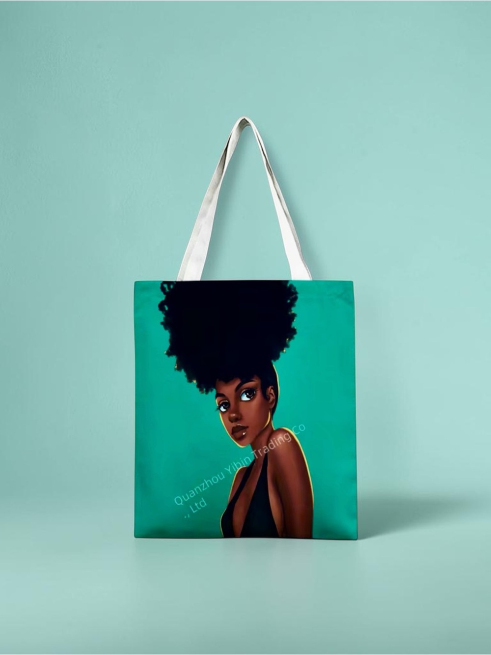 Black Woman Afro Canvas Tote Bag Afrocentric Melanin Art Shoulder Shopping Purse